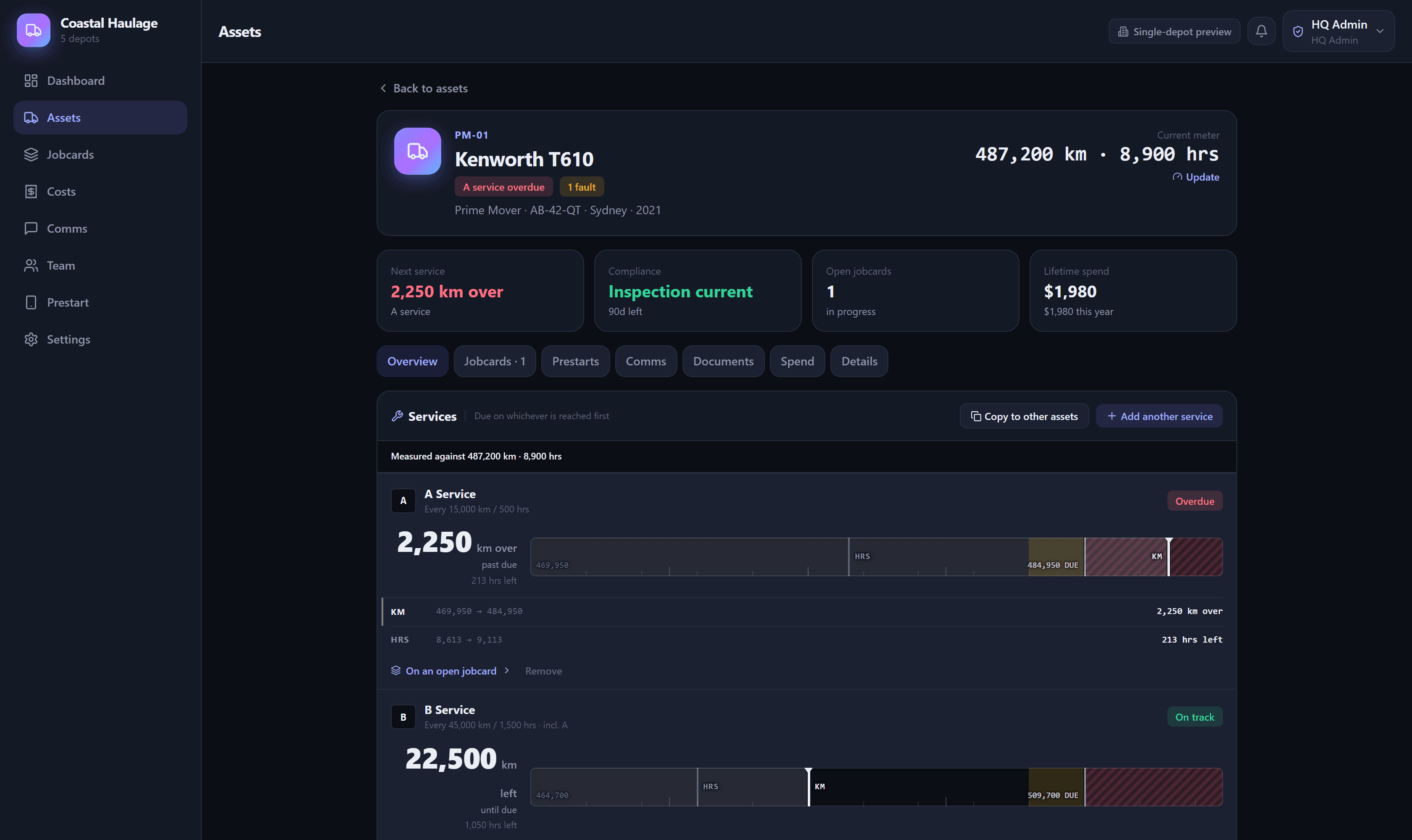 AssetPass asset detail and schedules